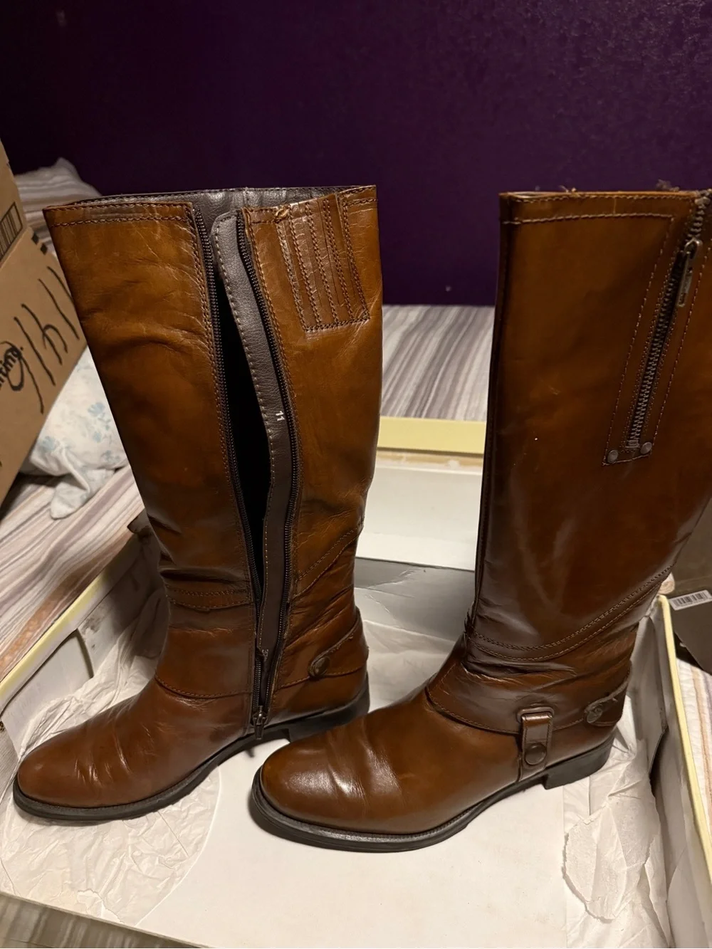 Cathy Jean Brown Leather Over-the-Knee Boots